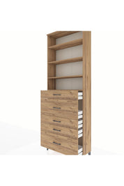 Arges Dolap 4 Raflı 5 Çekmeceli 88x30x243 Çam-Çam