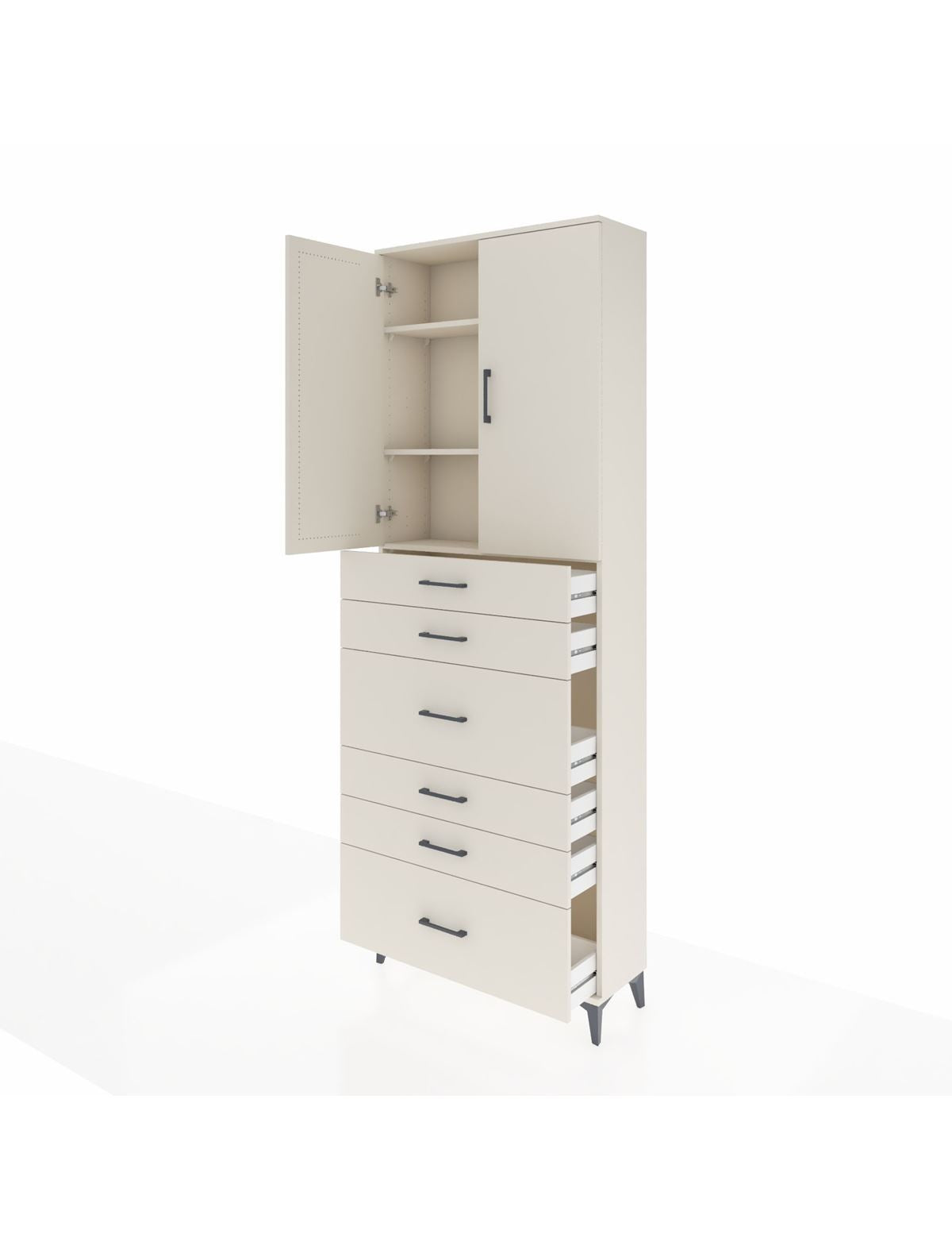 Arges Dolap 3 Raflı 6 Çekmeceli 2 Kapaklı 88x30x243 - S33M161V1A
