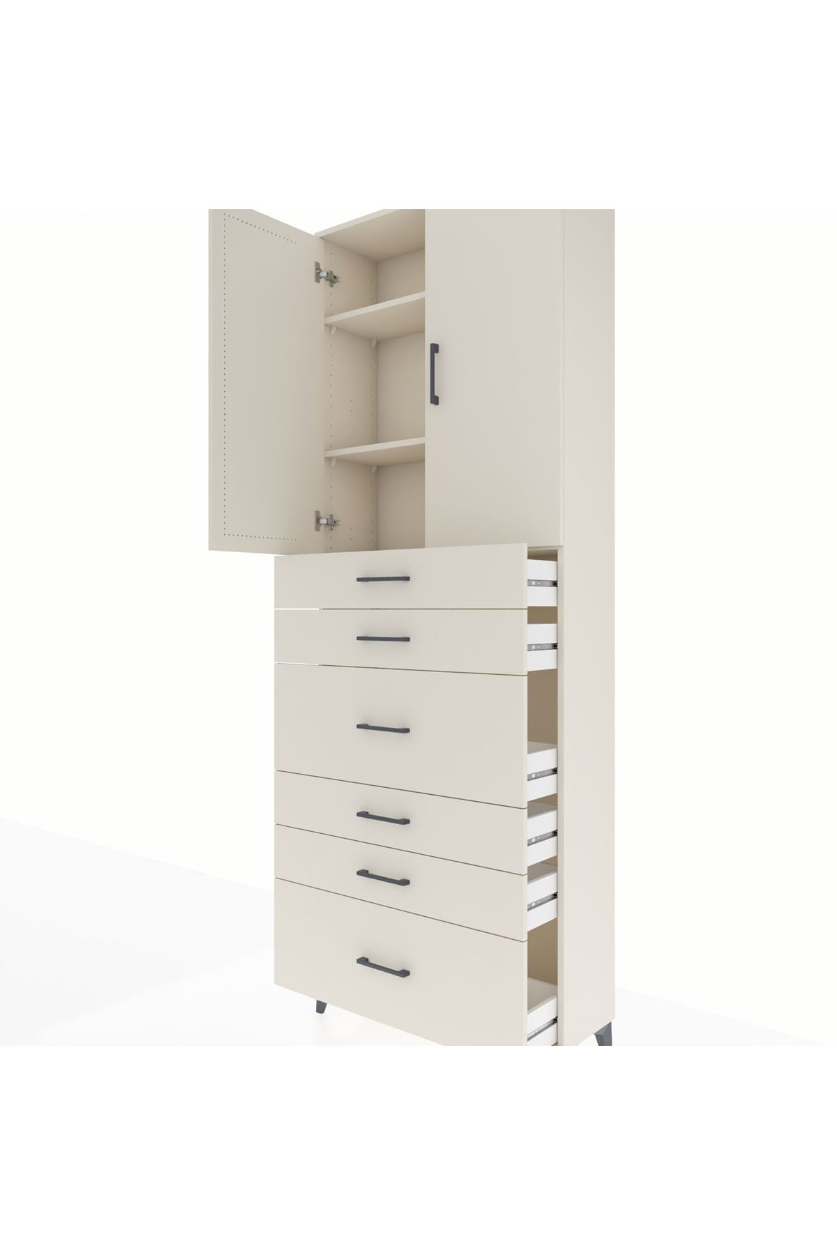 Arges Dolap 3 Raflı 6 Çekmeceli 2 Kapaklı 88x30x243 Aytaşı-Aytaşı