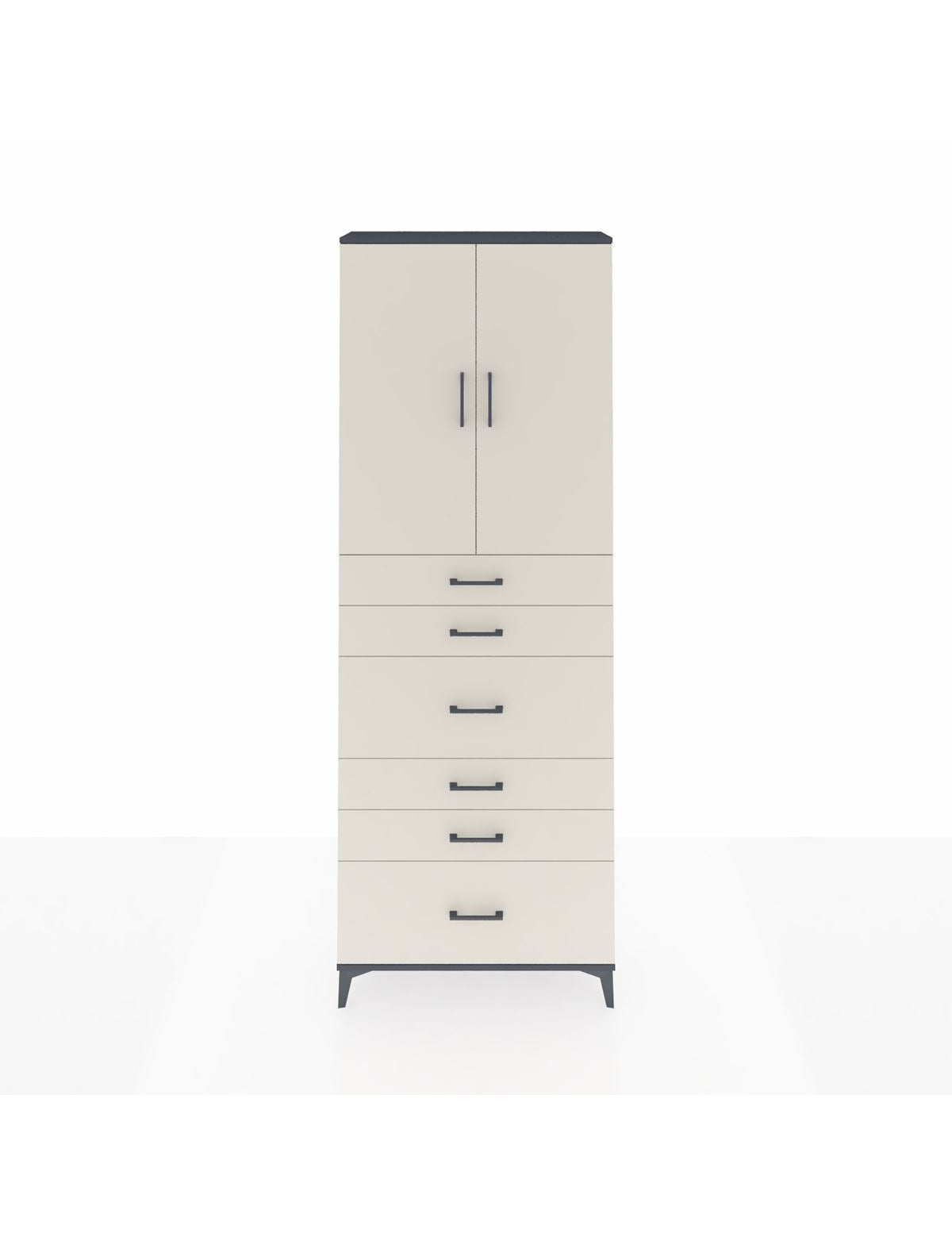 Arges Dolap 3 Raflı 6 Çekmeceli 2 Kapaklı 88x30x243 Antrasit-Aytaşı