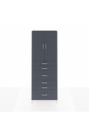 Arges Dolap 3 Raflı 6 Çekmeceli 2 Kapaklı 88x30x243 Antrasit-Antrasit