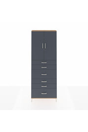 Arges Dolap 3 Raflı 6 Çekmeceli 2 Kapaklı 88x30x243 Çam-Antrasit