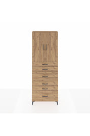 Arges Dolap 3 Raflı 6 Çekmeceli 2 Kapaklı 88x30x243 Çam-Çam