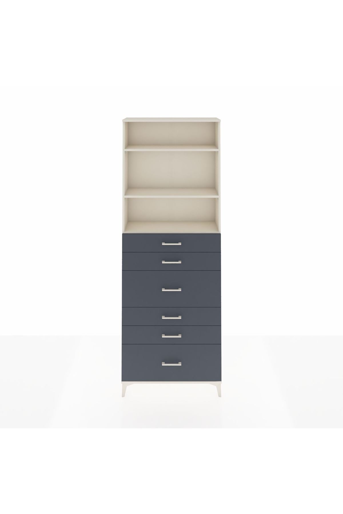 Arges Dolap 3 Raflı 6 Çekmeceli 88x30x243 Aytaşı-Antrasit