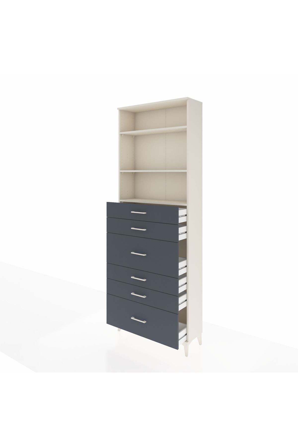 Arges Dolap 3 Raflı 6 Çekmeceli 88x30x243 Aytaşı-Antrasit