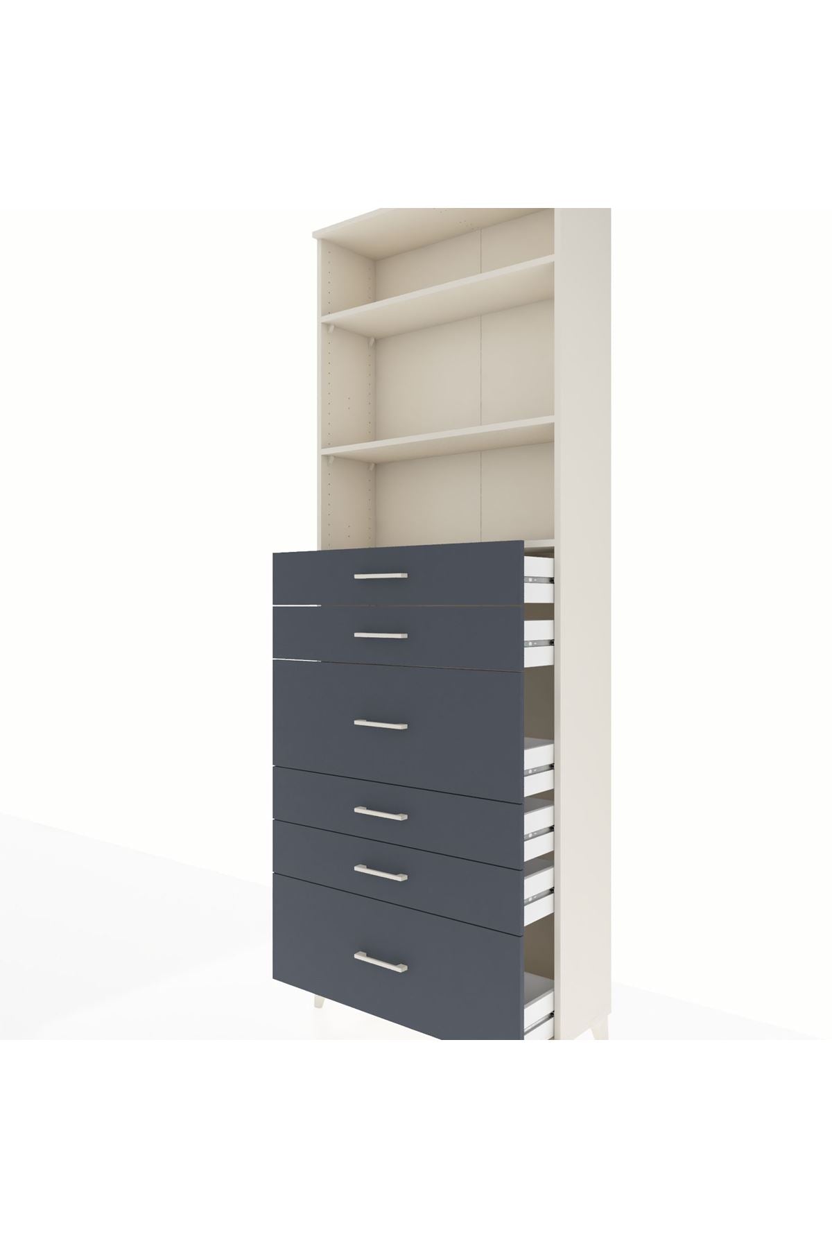 Arges Dolap 3 Raflı 6 Çekmeceli 88x30x243 Aytaşı-Antrasit