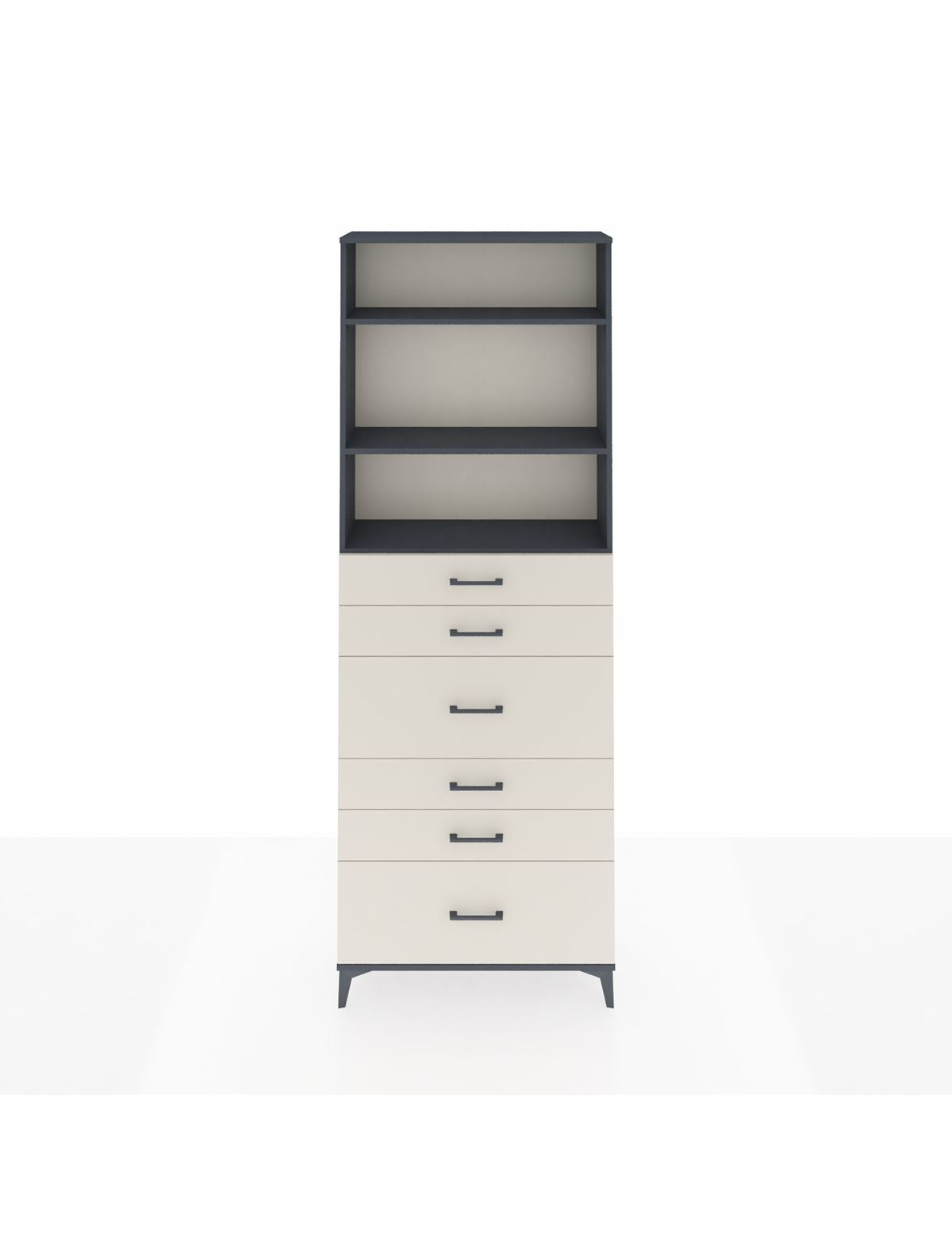 Arges Dolap 3 Raflı 6 Çekmeceli 88x30x243 Antrasit-Aytaşı