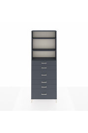 Arges Dolap 3 Raflı 6 Çekmeceli 88x30x243 Antrasit-Antrasit