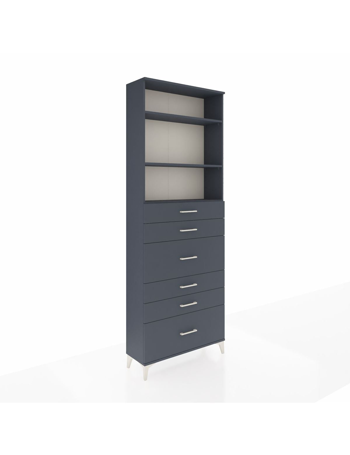 Arges Dolap 3 Raflı 6 Çekmeceli 88x30x243 Antrasit-Antrasit