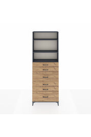 Arges Dolap 3 Raflı 6 Çekmeceli 88x30x243 Antrasit-Çam