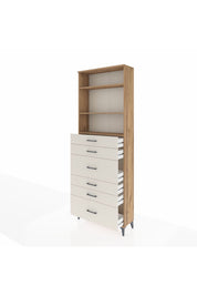 Arges Dolap 3 Raflı 6 Çekmeceli 88x30x243 Çam-Aytaşı