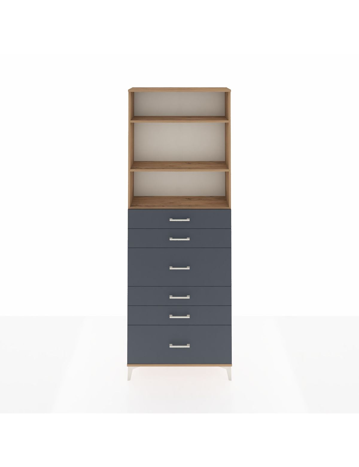 Arges Dolap 3 Raflı 6 Çekmeceli 88x30x243 Çam-Antrasit