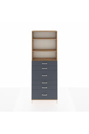 Arges Dolap 3 Raflı 6 Çekmeceli 88x30x243 Çam-Antrasit