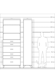 Arges Dolap 3 Raflı 6 Çekmeceli 88x30x243 Çam-Aytaşı