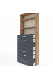 Arges Dolap 3 Raflı 6 Çekmeceli 88x30x243 Çam-Antrasit