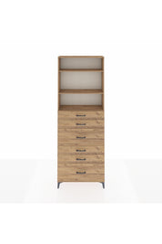 Arges Dolap 3 Raflı 6 Çekmeceli 88x30x243 Çam-Çam