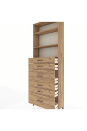 Arges Dolap 3 Raflı 6 Çekmeceli 88x30x243 Çam-Çam