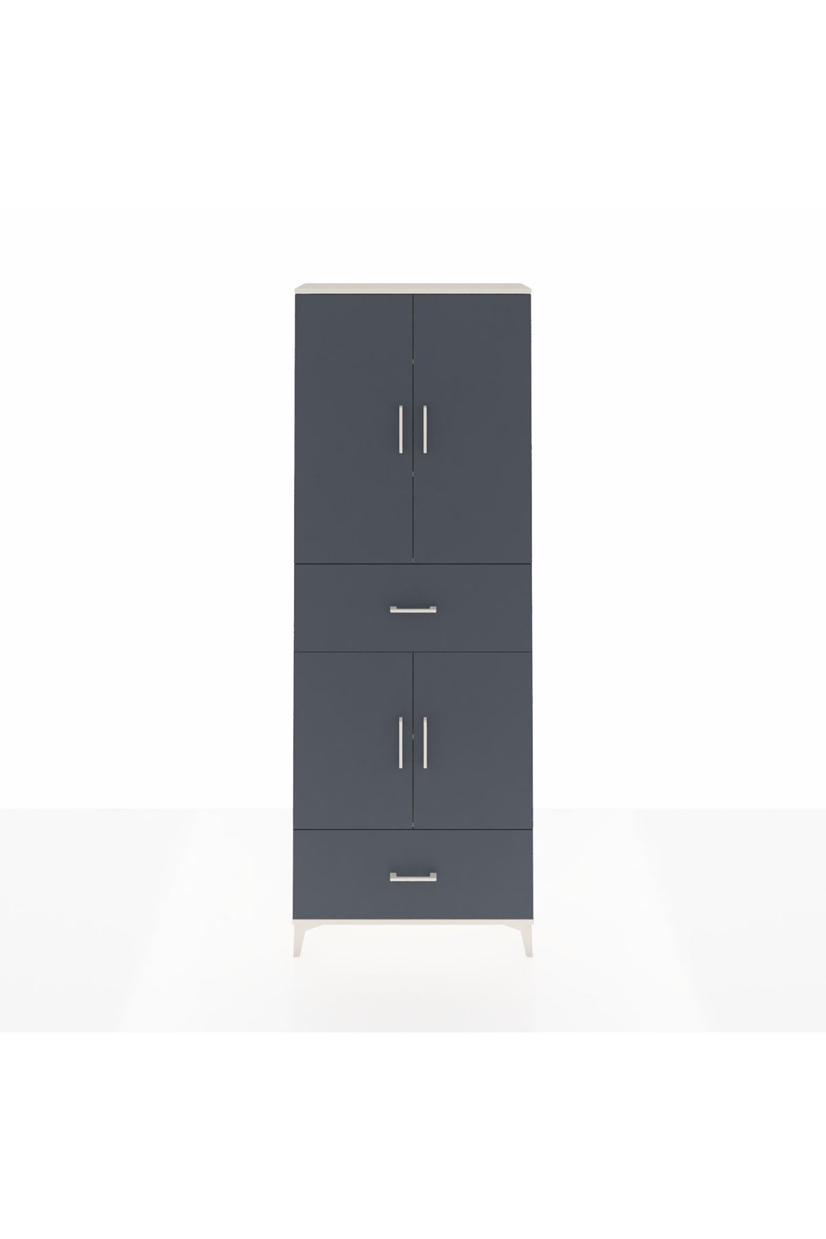 Arges Dolap 5 Raflı 2 Çekmeceli 4 Kapaklı 88x30x243 Aytaşı-Antrasit
