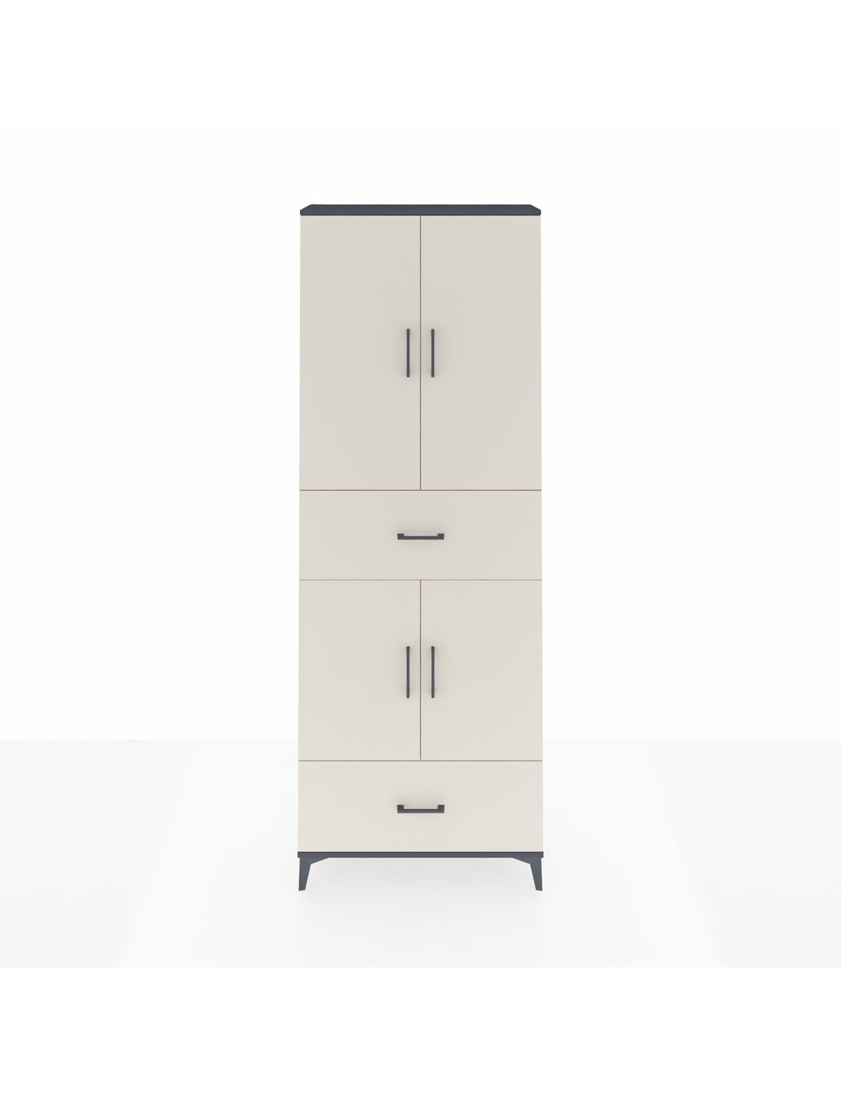 Arges Dolap 5 Raflı 2 Çekmeceli 4 Kapaklı 88x30x243 Antrasit-Aytaşı