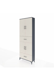 Arges Dolap 5 Raflı 2 Çekmeceli 4 Kapaklı 88x30x243 Antrasit-Aytaşı