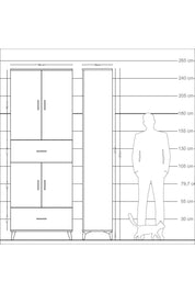 Arges Dolap 5 Raflı 2 Çekmeceli 4 Kapaklı 88x30x243 Antrasit-Aytaşı
