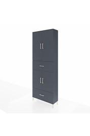 Arges Dolap 5 Raflı 2 Çekmeceli 4 Kapaklı 88x30x243 Antrasit-Antrasit