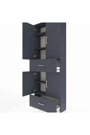 Arges Dolap 5 Raflı 2 Çekmeceli 4 Kapaklı 88x30x243 Antrasit-Antrasit