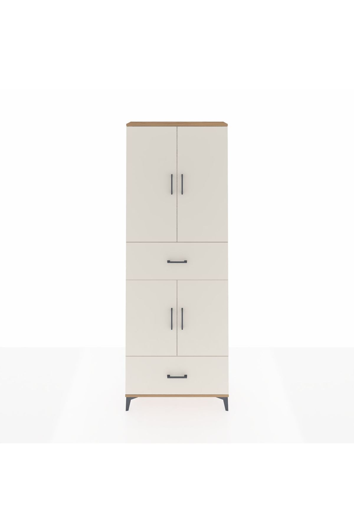 Arges Dolap 5 Raflı 2 Çekmeceli 4 Kapaklı 88x30x243 Çam-Aytaşı