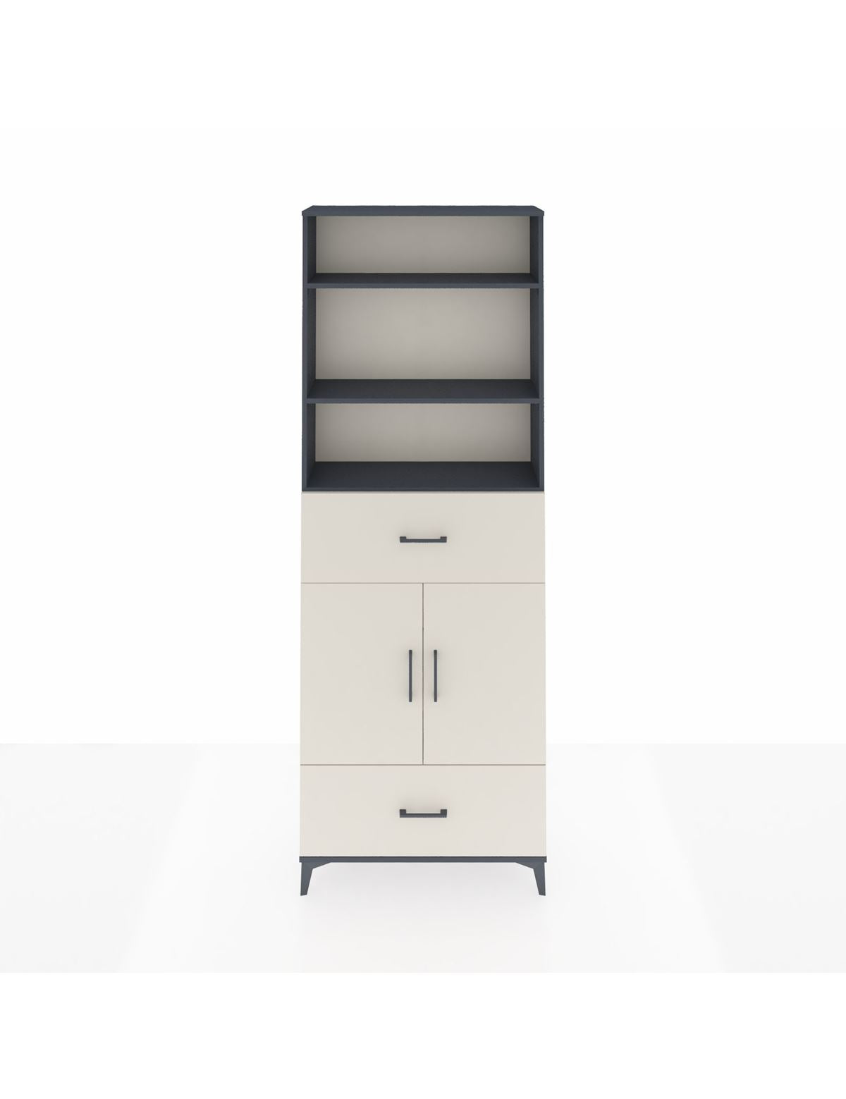 Arges Dolap 5 Raflı 2 Çekmeceli 2 Kapaklı 88x30x243 Antrasit-Aytaşı