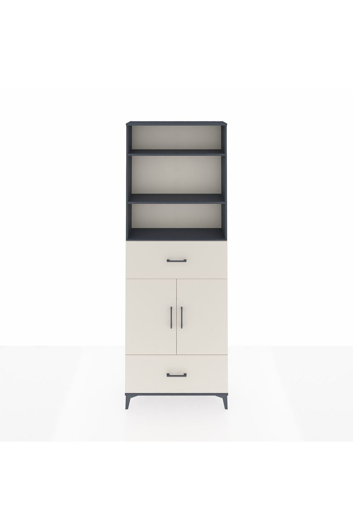 Arges Dolap 5 Raflı 2 Çekmeceli 2 Kapaklı 88x30x243 Antrasit-Aytaşı