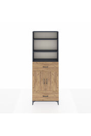 Arges Dolap 5 Raflı 2 Çekmeceli 2 Kapaklı 88x30x243 Antrasit-Çam