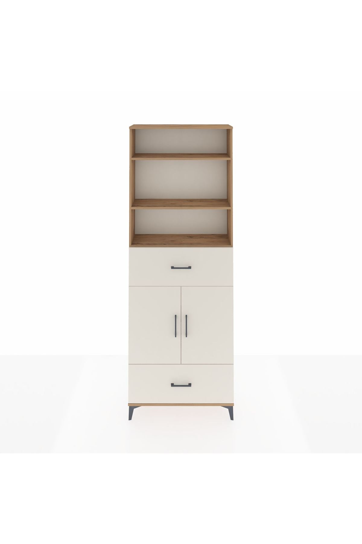 Arges Dolap 5 Raflı 2 Çekmeceli 2 Kapaklı 88x30x243 Çam-Aytaşı