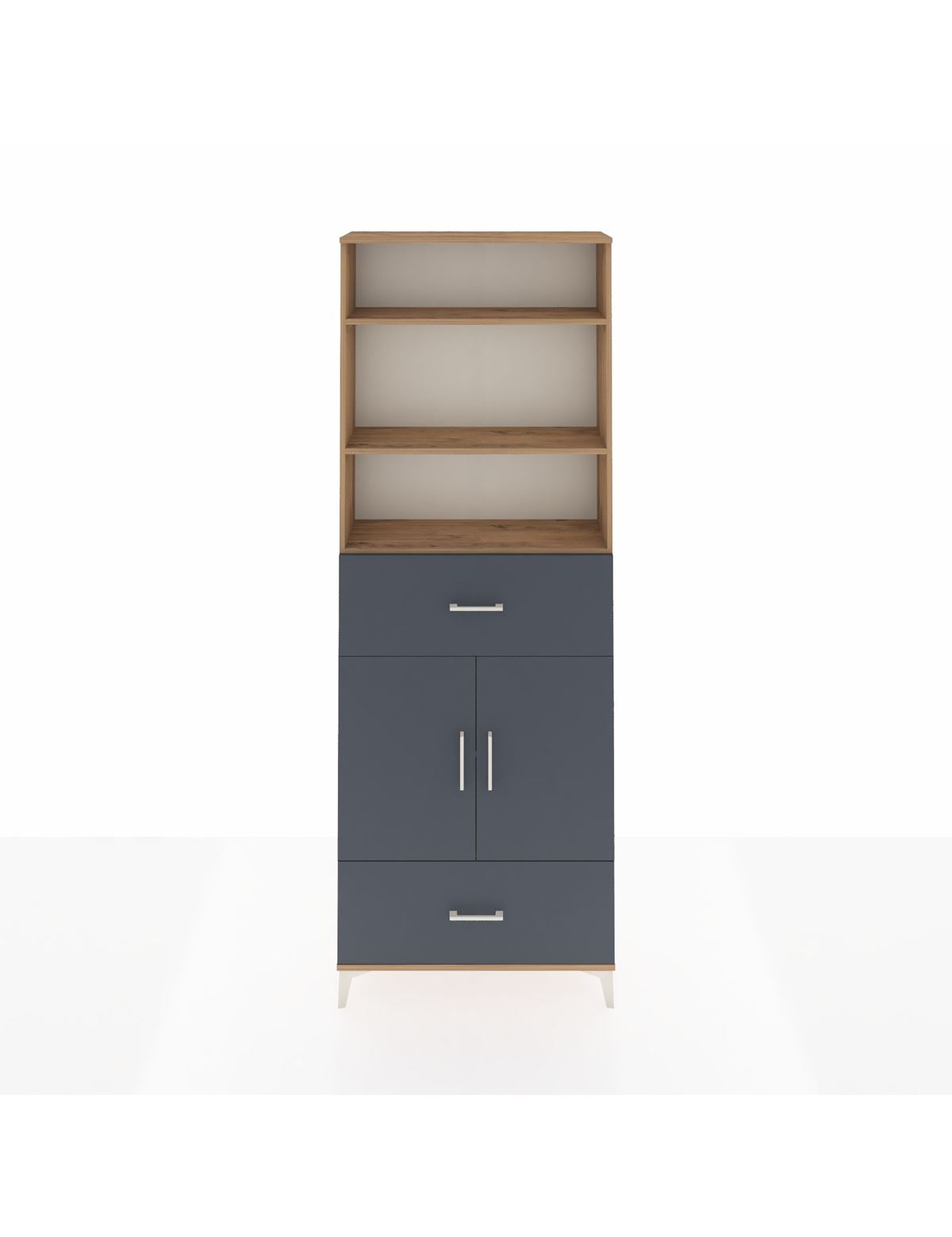 Arges Dolap 5 Raflı 2 Çekmeceli 2 Kapaklı 88x30x243 Çam-Antrasit