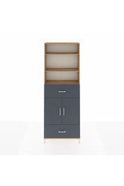 Arges Dolap 5 Raflı 2 Çekmeceli 2 Kapaklı 88x30x243 Çam-Antrasit