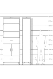 Arges Dolap 5 Raflı 2 Çekmeceli 2 Kapaklı 88x30x243 Çam-Aytaşı