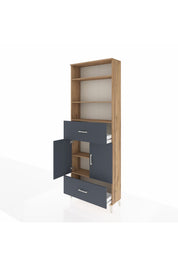 Arges Dolap 5 Raflı 2 Çekmeceli 2 Kapaklı 88x30x243 Çam-Antrasit