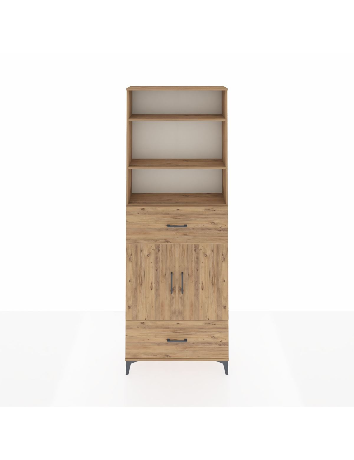 Arges Dolap 5 Raflı 2 Çekmeceli 2 Kapaklı 88x30x243 Çam-Çam