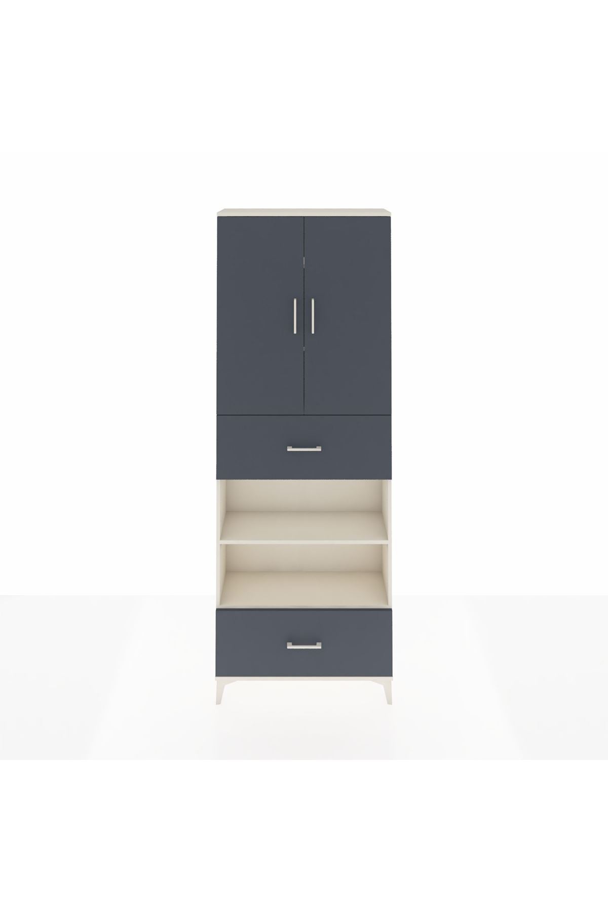 Arges Dolap 5 Raflı 2 Çekmeceli 2 Kapaklı 88x30x243 Aytaşı-Antrasit