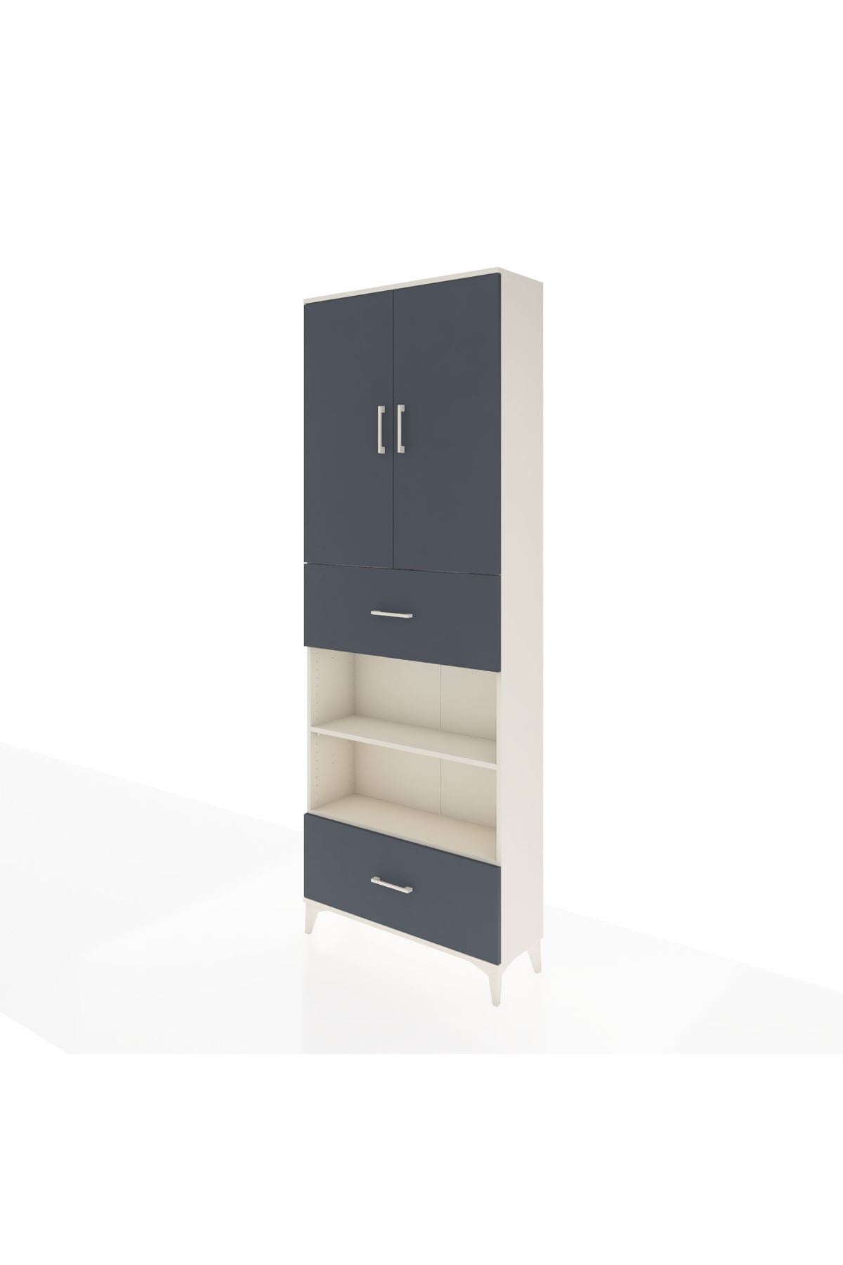 Arges Dolap 5 Raflı 2 Çekmeceli 2 Kapaklı 88x30x243 Aytaşı-Antrasit