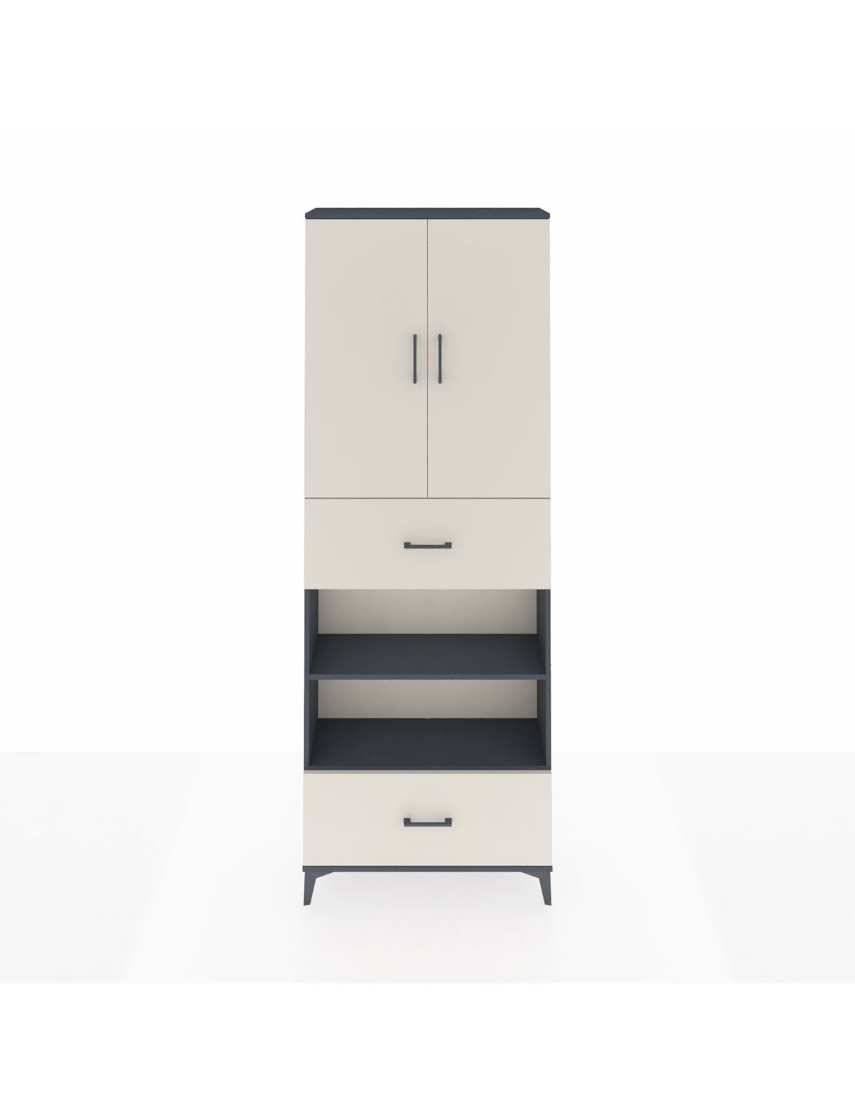 Arges Dolap 5 Raflı 2 Çekmeceli 2 Kapaklı 88x30x243 Antrasit-Aytaşı