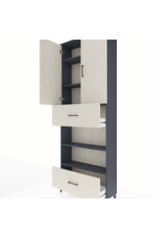 Arges Dolap 5 Raflı 2 Çekmeceli 2 Kapaklı 88x30x243 Antrasit-Aytaşı