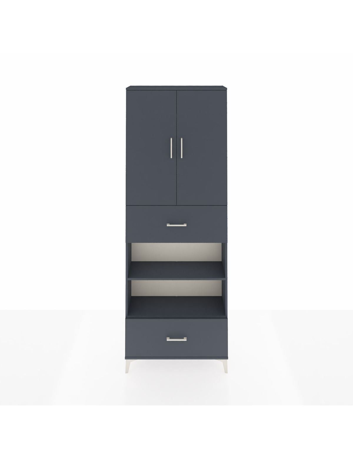 Arges Dolap 5 Raflı 2 Çekmeceli 2 Kapaklı 88x30x243 Antrasit-Antrasit