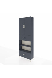 Arges Dolap 5 Raflı 2 Çekmeceli 2 Kapaklı 88x30x243 Antrasit-Antrasit