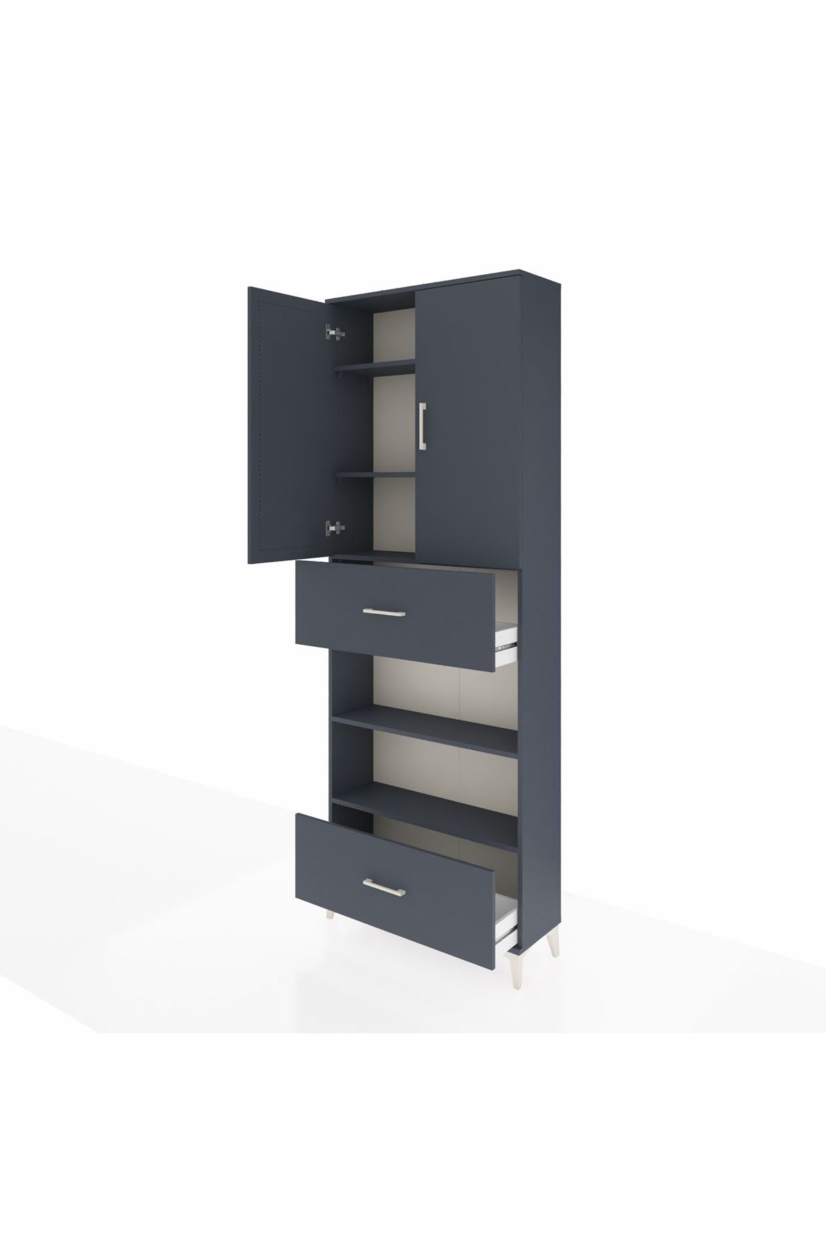 Arges Dolap 5 Raflı 2 Çekmeceli 2 Kapaklı 88x30x243 Antrasit-Antrasit