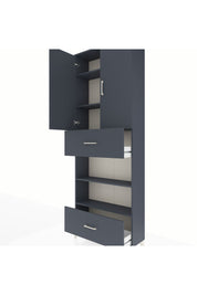 Arges Dolap 5 Raflı 2 Çekmeceli 2 Kapaklı 88x30x243 Antrasit-Antrasit