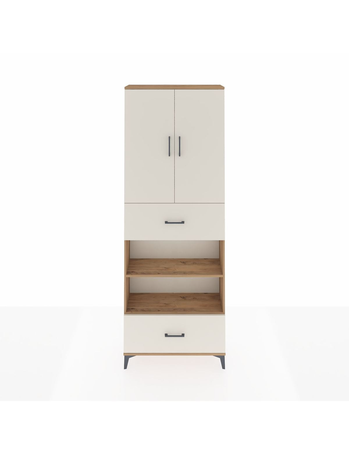 Arges Dolap 5 Raflı 2 Çekmeceli 2 Kapaklı 88x30x243 Çam-Aytaşı