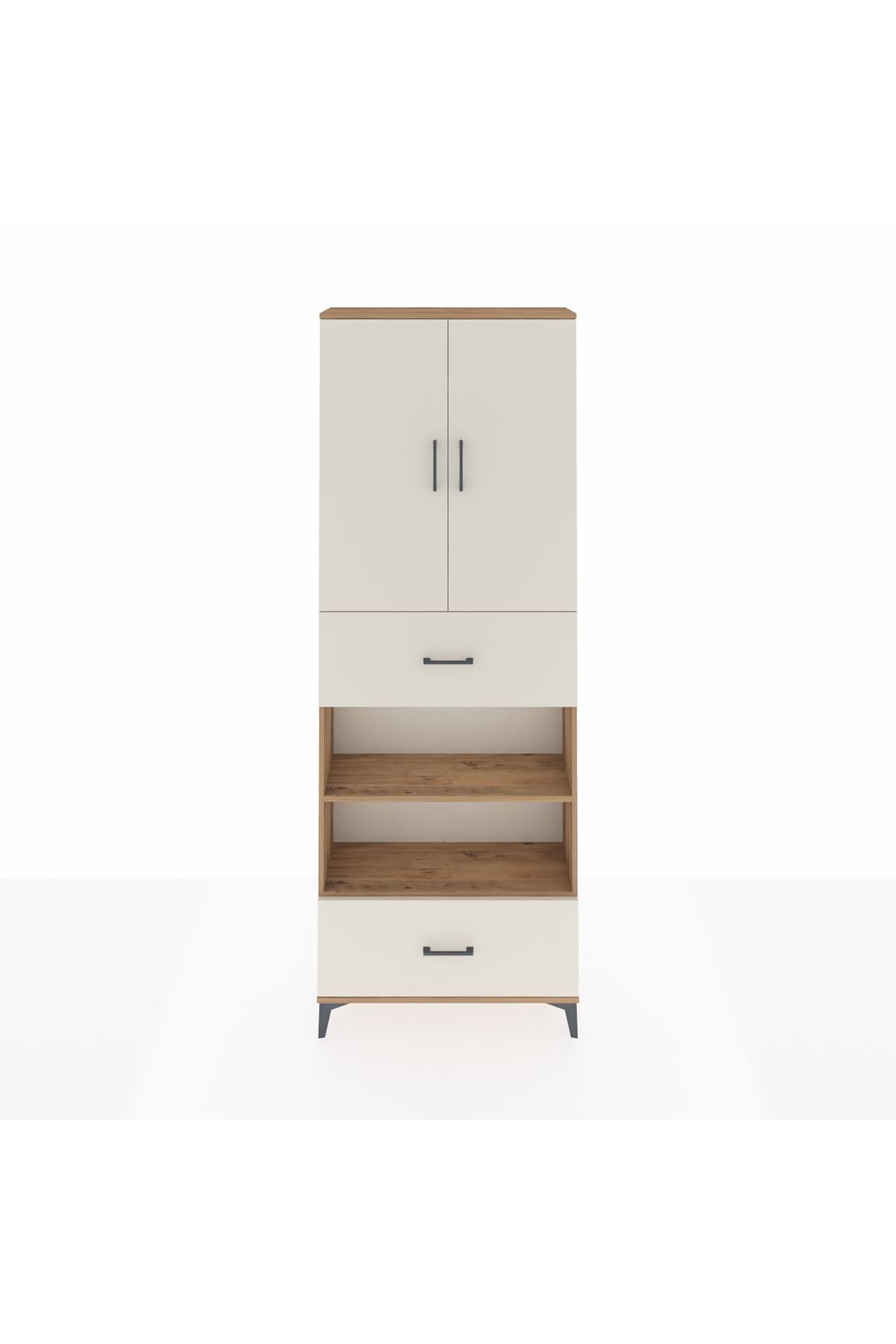 Arges Dolap 5 Raflı 2 Çekmeceli 2 Kapaklı 88x30x243 Çam-Aytaşı