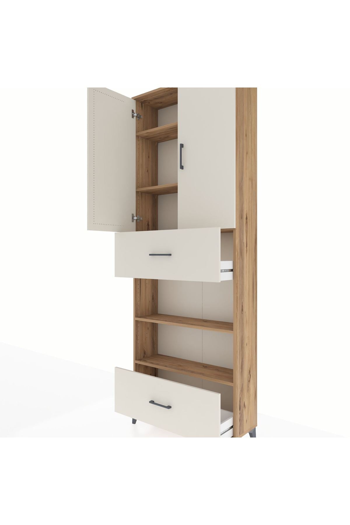 Arges Dolap 5 Raflı 2 Çekmeceli 2 Kapaklı 88x30x243 Çam-Aytaşı