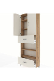 Arges Dolap 5 Raflı 2 Çekmeceli 2 Kapaklı 88x30x243 Çam-Aytaşı