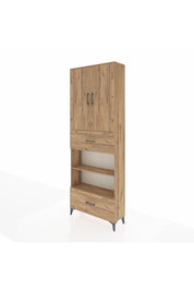 Arges Dolap 5 Raflı 2 Çekmeceli 2 Kapaklı 88x30x243 Çam-Çam